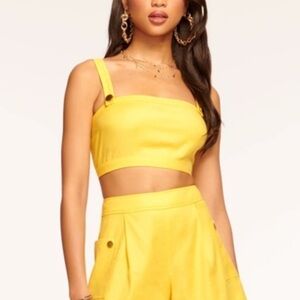 NWT RAMY BROOK Emme Crop Top In Sun Kiss yellow linen shirt